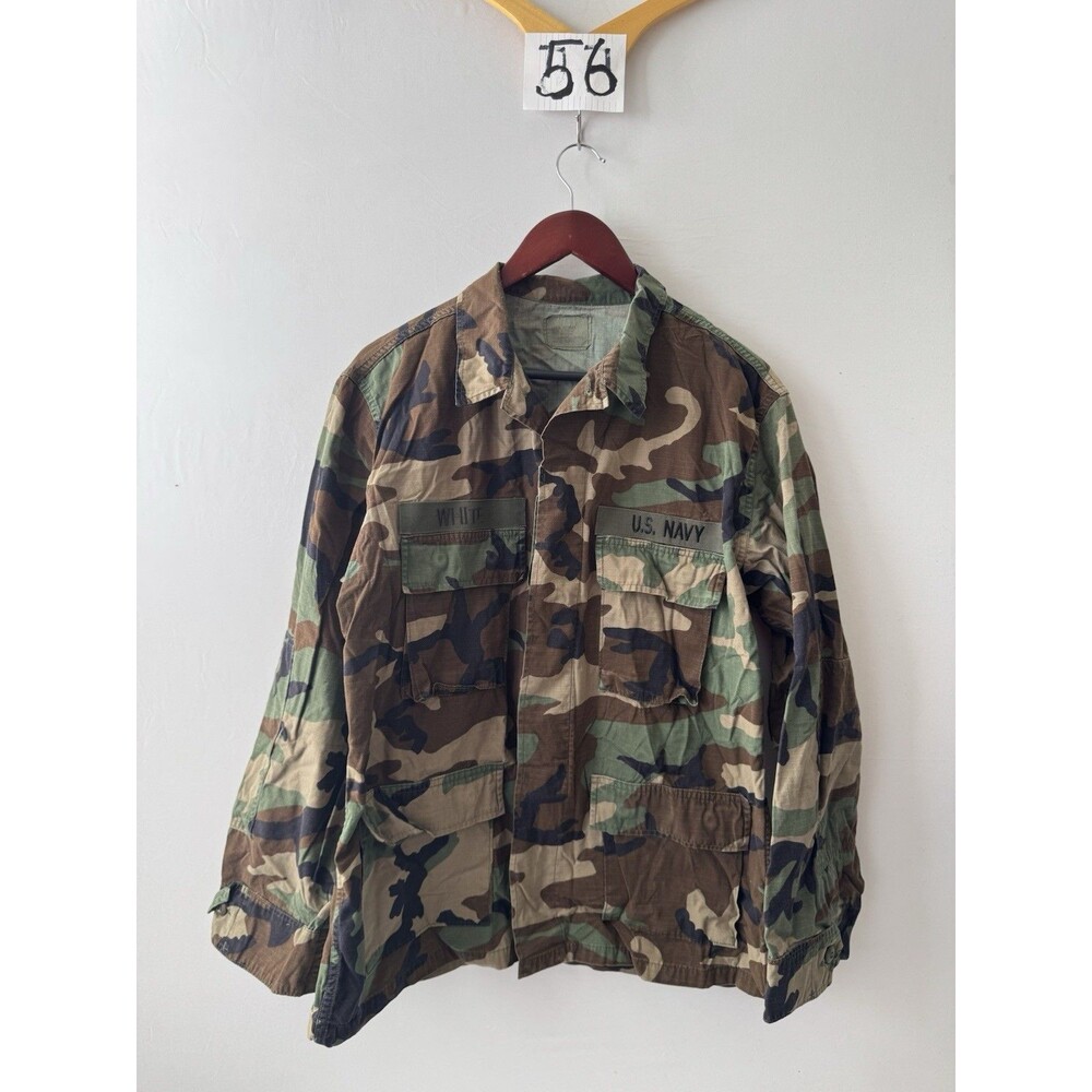 US Navy M81 Woodland Camo BDU Shirt Large Regular Military Ripstop Blouse